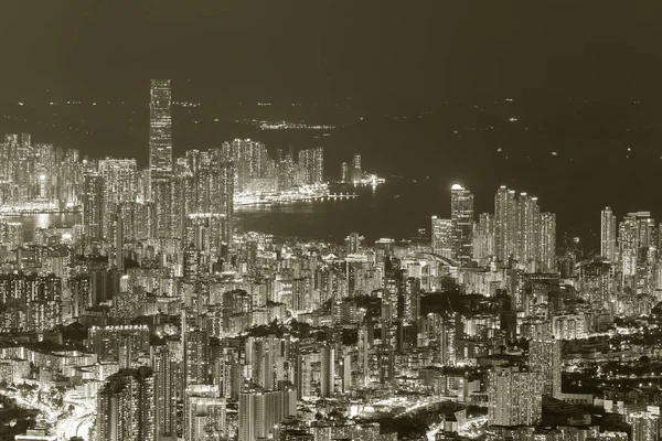夜の香港市の空中風景 — ストック写真