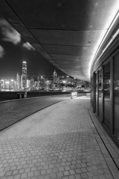 Paseo Marítimo Del Puerto Victoria Ciudad Hong Kong Por Noche — Foto de Stock