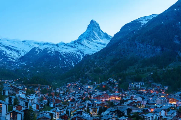 Sviçre Nin Zermatt Kentindeki Dağ Matterhorn Unun Idyllic Manzarası — Stok fotoğraf