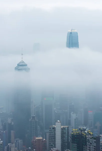 Skyline Del Puerto Victoria Ciudad Hong Kong Niebla —  Fotos de Stock