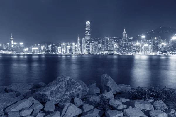 Port Victoria Ville Hong Kong Nuit — Photo