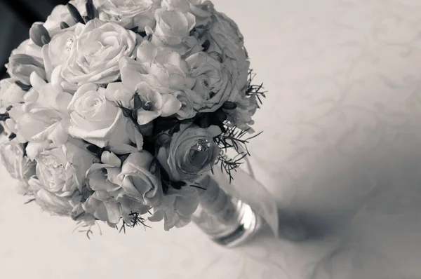 Beautiful Wedding Bouquet Roses Black White — Stock Photo, Image