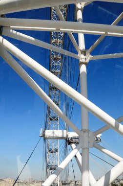 London Eye yapısal detayları. Giant Ferris wheel Londra'da Thames Nehri'nin güney kıyısında London Eye olduğunu.