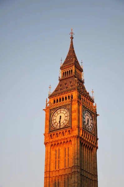 Nahaufnahme Des Zifferblatts Von Big Ben Westminster Sonnenuntergang London Großbritannien — Stockfoto