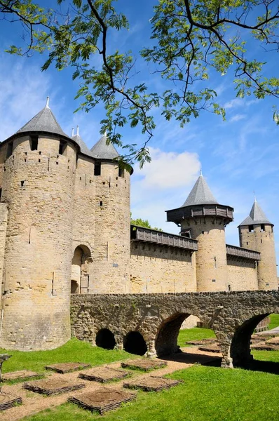 Medieval gate to old castle of Carcassonne, Languedoc - Roussillon, France.