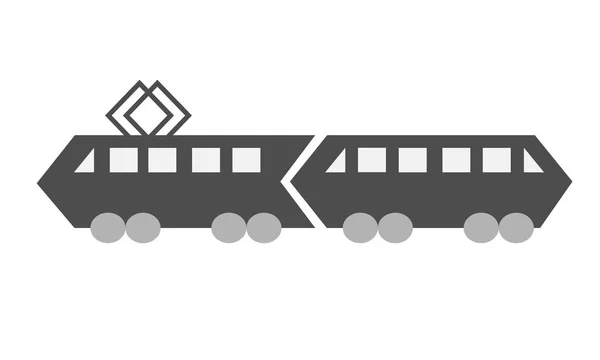 Arrow sziluettje egy villamos két autó mutatja irányt egyszerű sík stílusban. Monokróm szürke ikon izolált fehér háttér. — Stock Vector