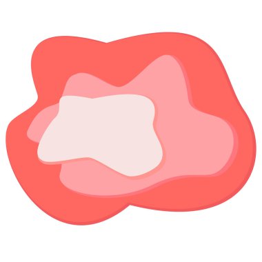 Katmanlı sıvı lekeleri. Kırmızı, mercan pembesi geometrik sıvı topografya. Soyut net kenarlar şekiller. Dinamik renkler ve dairelerle fırça nokta. El ilanı veya banner için arka plan şablonu