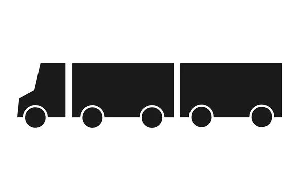 Silhouette LKW mit Wagen Symbol flache Vektor-Illustration. Lieferwagen, Servicekonzept, minimalistisches Schild isoliert auf weißem Hintergrund. flachen Stil für Grafikdesign. Lieferwagen Seitenansicht. — Stockvektor