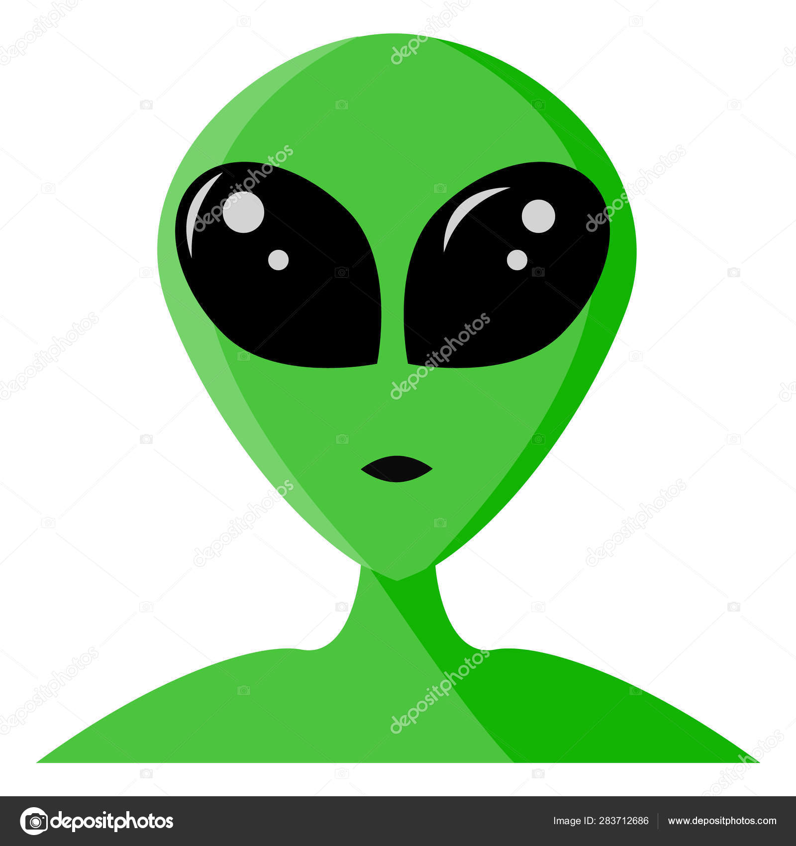 um alienígena verde com um personagem de desenho animado de olhos grandes  em fundo branco 2288422 Vetor no Vecteezy