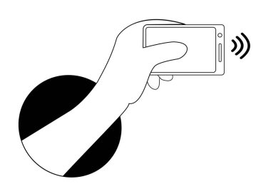 Akıllı telefon ile mobil ödemeler. El kara karanlık delikten. Yakın alan iletişim ödeme terminali kavramı. Çevrimiçi işlemler, paypass ve Nfc. Smartphone ve kablosuz ödeme sembolü.