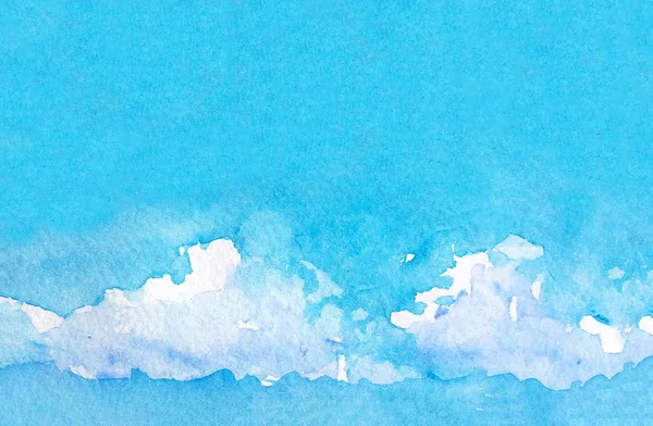 Ilustração aquarela do céu com nuvem. Pintura natural artística primavera abstrata, fundo de verão — Fotografia de Stock