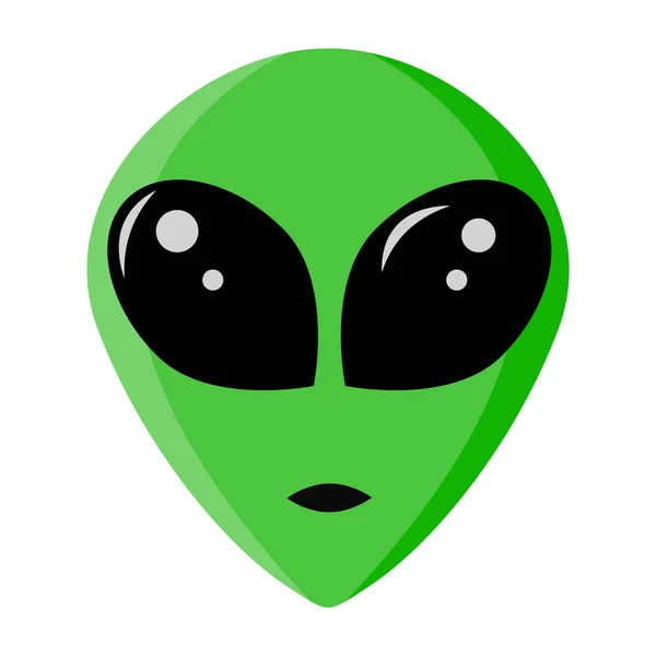 Retrato alienígena verde com grandes olhos negros da área 51. Rosto marciano isolado em fundo branco. Cabeça humanóide extraterrestre. Ilustração vetorial —  Vetores de Stock