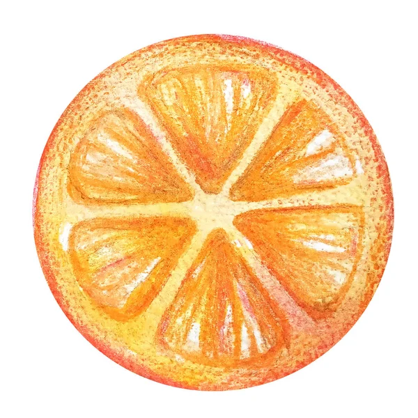 Aquarelle orange ou pamplemousse aquarelle ronde peinte isolée sur fond blanc . — Photo