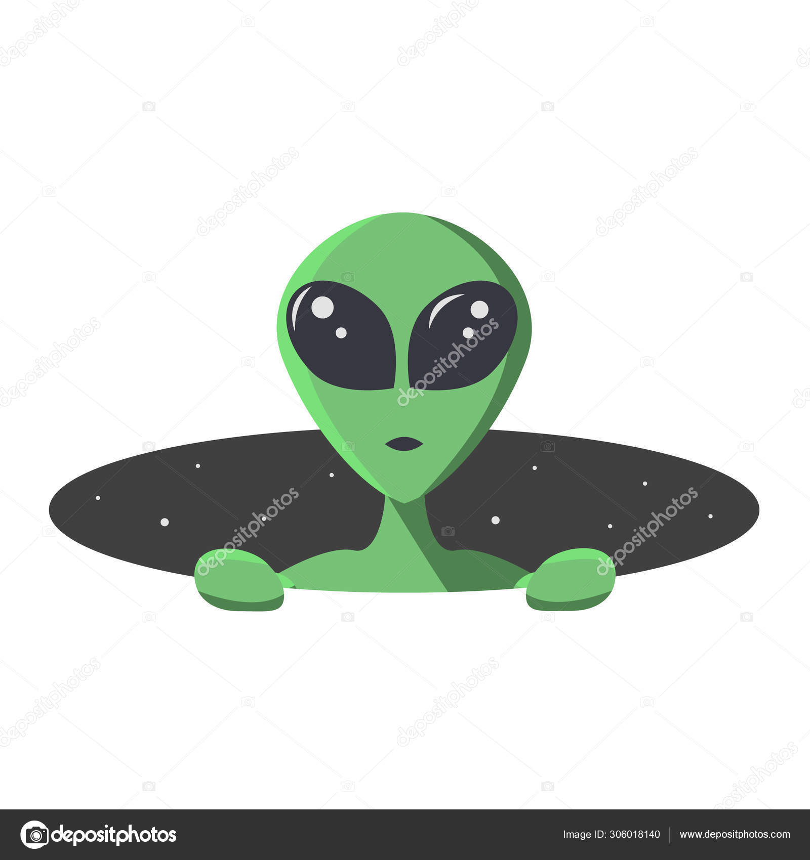 Alien E Cosmonauta Olha Para Nós Através Do Buraco Redondo Do Espaço Com  Estrelas. Extraterrestre E Astronauta Em Estilo De Desenho Animado Plano  Para T-shirt, Impressão Ou Têxtil. Ilustração Vetorial Com Espaço