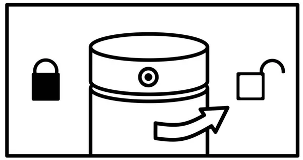 Instruction how to open the deodorant aerosol bottle by turning the cap to the right. Information how to close by turning left. Spray cap and two locks open and closed on the sides with arrow points — Stock Vector
