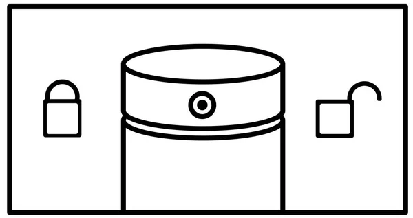 Spray puede tapa de la boquilla y dos cerraduras cerradas y abiertas izquierda y derecha. Aerosol con tapa sobre fondo blanco.Desbloquea el concepto girando la cubierta en diferentes direcciones. Silueta de signo de contorno vectorial . — Archivo Imágenes Vectoriales