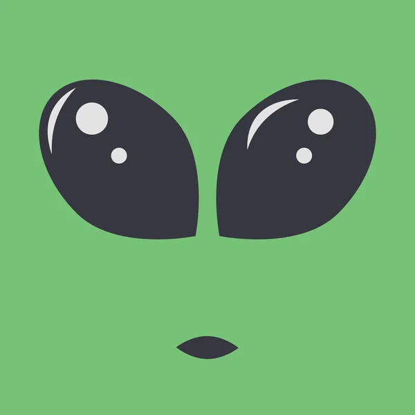 Porträt eines außerirdischen grünen Außerirdischen mit riesigen schwarzen Augen. Das Quadrat ist mit dem Gesicht eines Humanoiden gefüllt. Vektorillustration schließen — Stockvektor