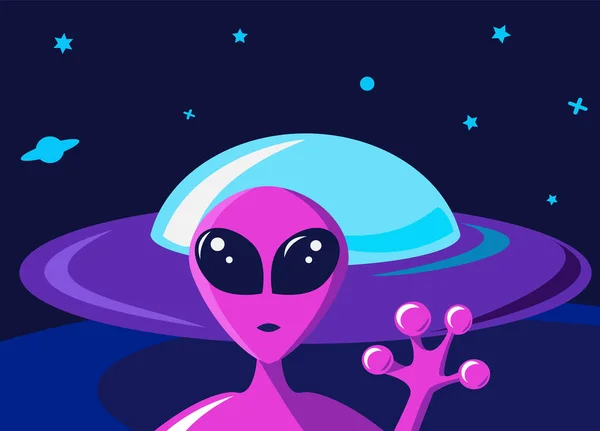 Alienígena. Monstro Extraterrestre Com Cabeça Verde E Olhos Grandes.  Marciano E UFO. Criatura Espacial E Visitante. Cone De Ficção Científica.  Ilustração Plana De Desenhos Animados Em Círculo Royalty Free SVG,  Cliparts, Vetores