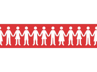 Bir grup insan, Belarus devriminin kırmızı-beyaz bayrağını tutuyor. Başkan 'ın diktatörlüğüne karşı barışçıl bir protesto sembolü. Beyazlı kadın ve erkekler. Vektör düz illüstrasyon afişi