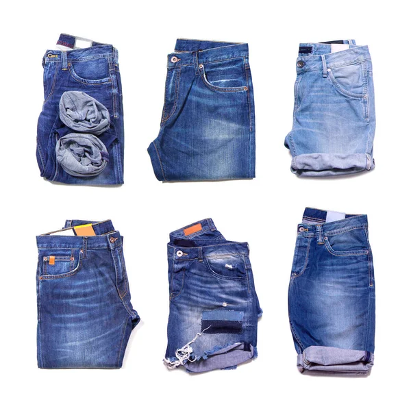 Jeans Set Jeans Isoliert Auf Weißem Hintergrund — Stockfoto