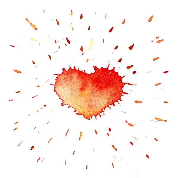 Watercolor Heart with spray — Stock Photo, Image