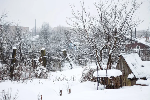 Byn på vintern — Stockfoto