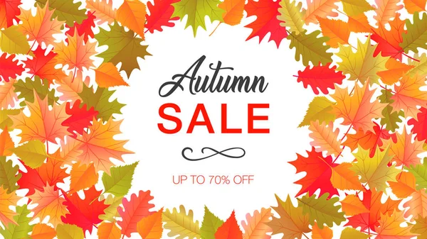 Herbst Verkauf Banner mit Herbst Blättern Hintergrund — Stockvektor