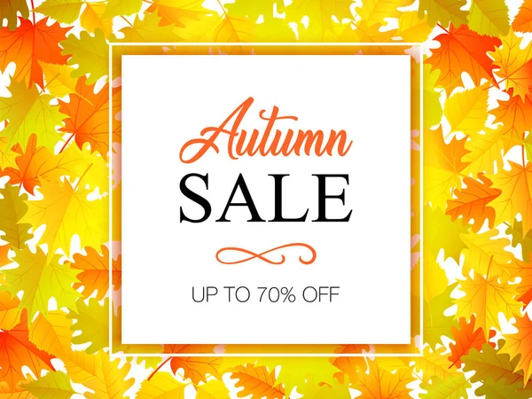 Herbst Verkauf Banner mit Herbst Blättern Hintergrund — Stockvektor