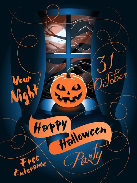 Feliz cartel de Halloween. Ilustración vectorial. — Vector de stock