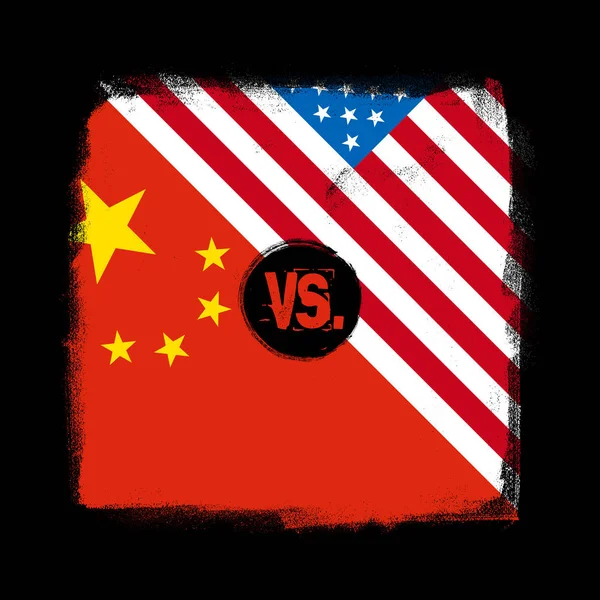 Флаги Китая и США в текстурированном дизайне — стоковый вектор