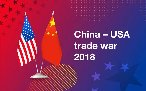 Bandiere Degli Stati Uniti America Della Cina Uno Sfondo Sfumato — Vettoriale Stock