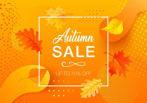 Herbstverkauf mit Gradientenformen und Blättern — Stockvektor