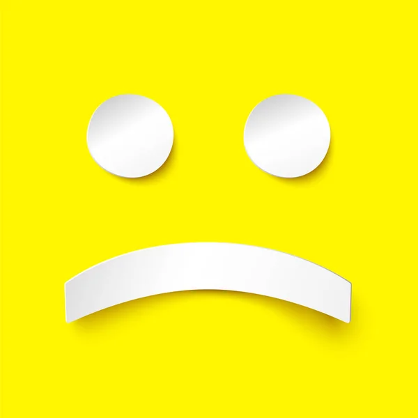 Sorriso triste em estilo de papel no fundo amarelo —  Vetores de Stock