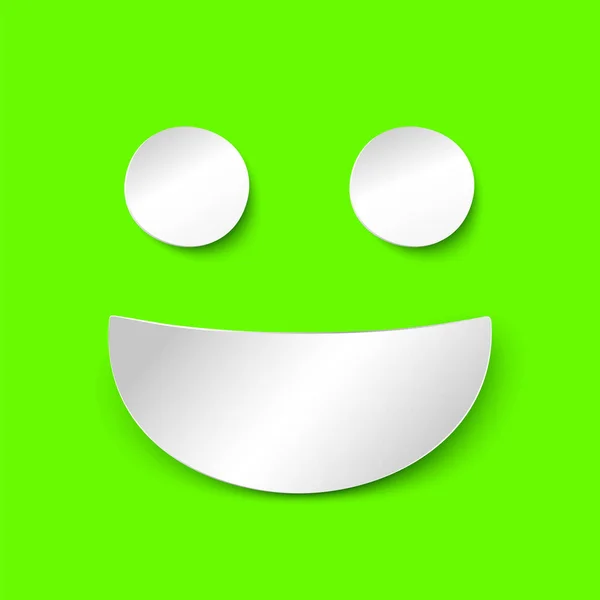 Позитивна посмішка в паперовому стилі на зеленому тлі — стоковий вектор