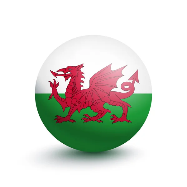 Vlag van Wales in de vorm van een bal — Stockvector