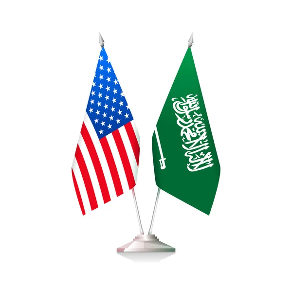 Bandeiras dos EUA e da Arábia Saudita — Vetor de Stock