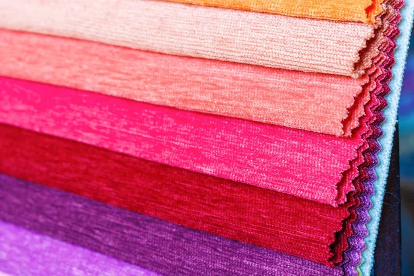 Campioni di tessuto colorati primo piano — Foto Stock