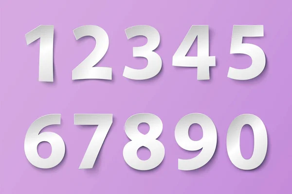 Zahlensatz im Papierstil — Stockvektor