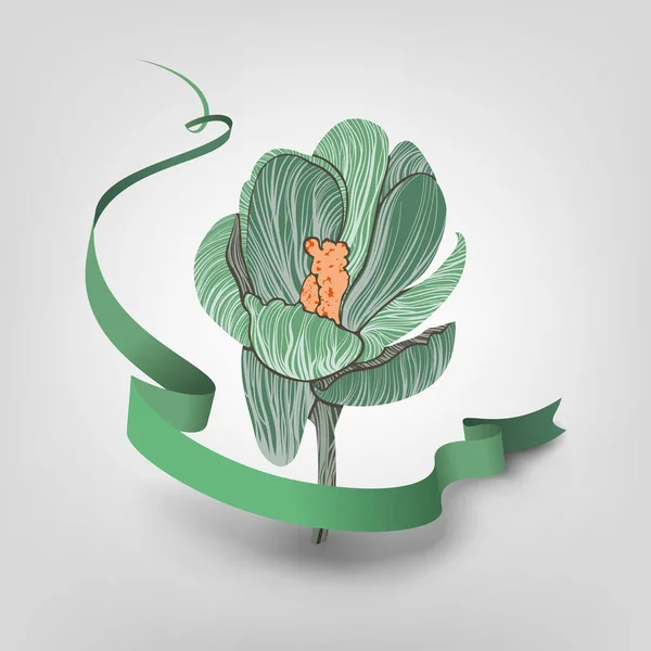 Grüne Blume mit Schleife — Stockvektor