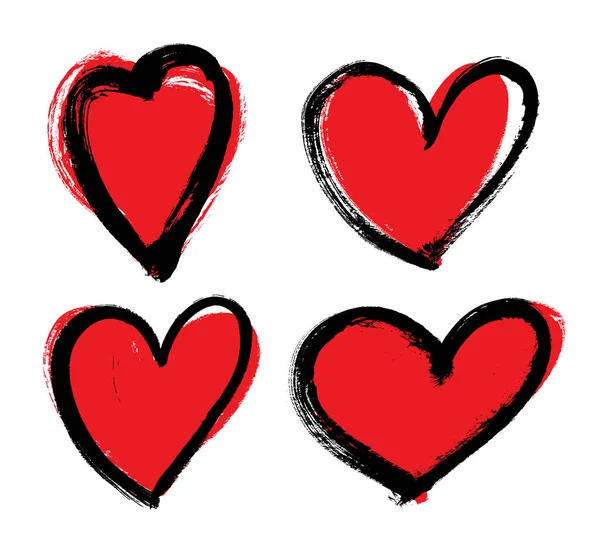 Vector hearts set. Hand drawn. — Stock Vector