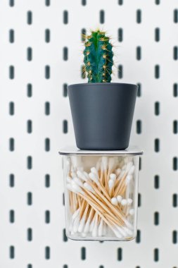 Eko doğal bambu kulak düz lay beyaz zemin üzerine yapışır. Sust