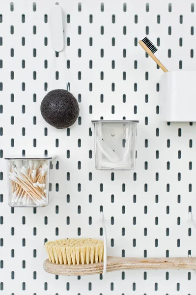 Kişisel Hijyen nesneler üzerinde beyaz, yukarıdan görünüm, doğru copysp