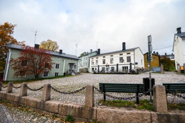 10.2019 Porvoo, Finlandiya. Şehrin tarihi merkezi, Cob.
