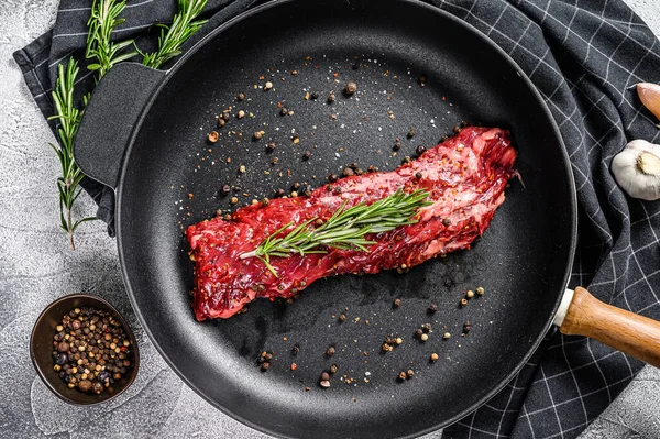 Bifteck Bœuf Marbré Cru Filet Dans Une Casserole Avec Des — Photo
