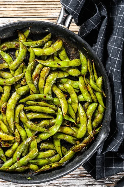 Fagiolo Edamame Vapore Soia Verde Una Padella Cucina Dell Asia — Foto Stock