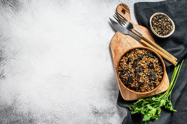 Porridge Grano Saraceno Con Funghi Cibo Vegano Cucina Russa Ukraniana — Foto Stock