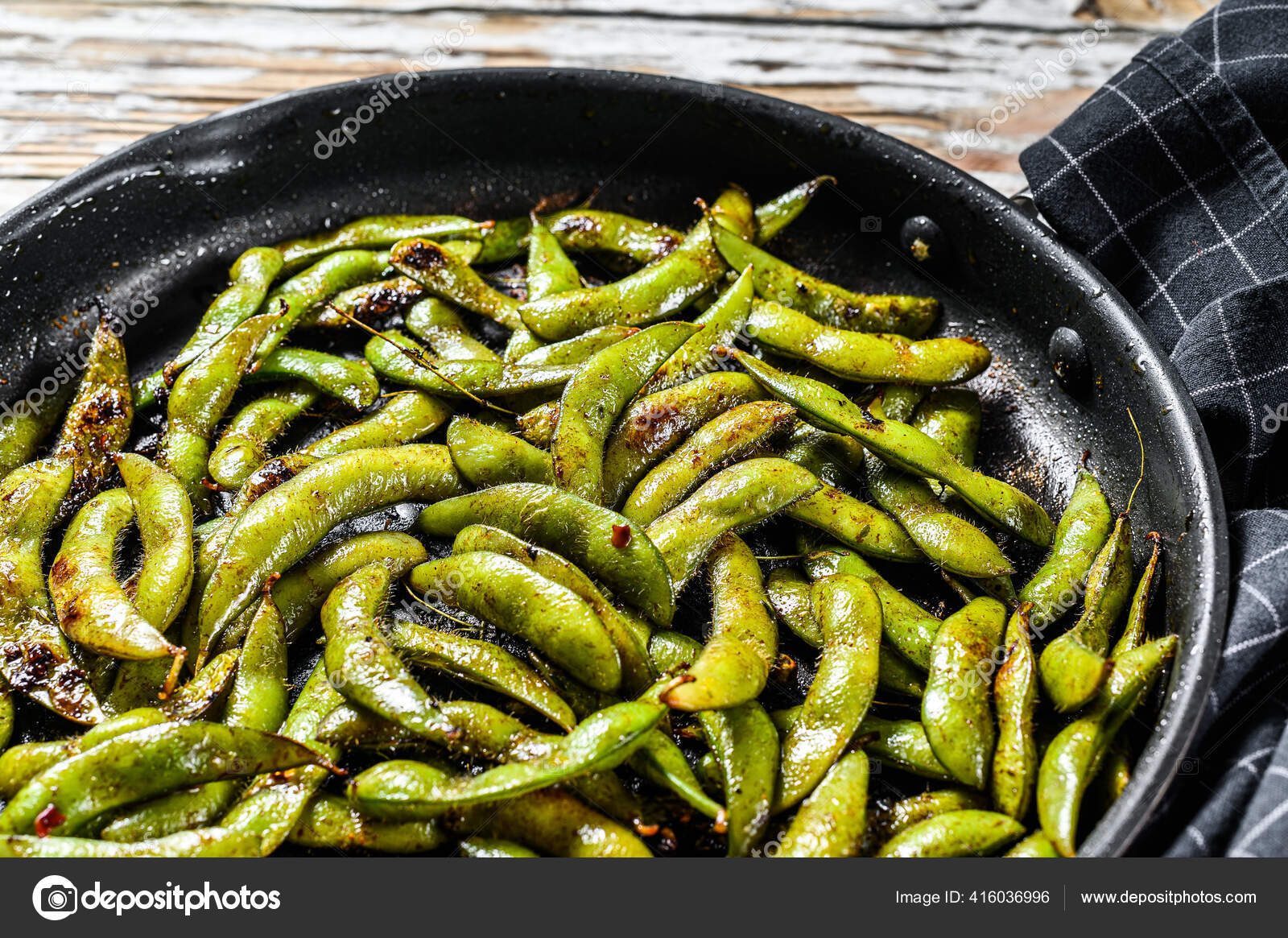 Steamed Edamame Bean Green Soybean Pan East Asian Cuisine White Stock
