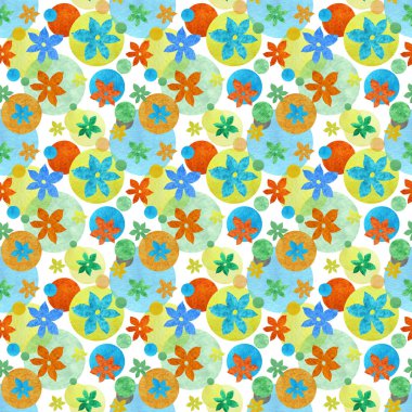 Çiçek ve daireler ile renkli seamless modeli