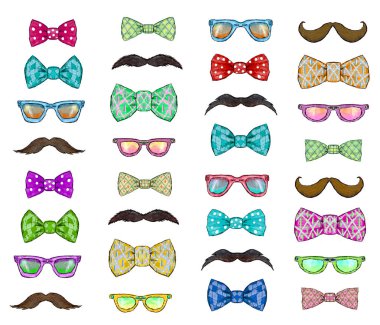 Babalar günü gözlük, bıyık, papyon ile ayarlayın