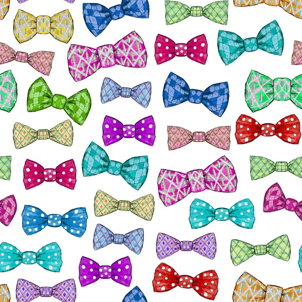 Seamless pattern with bow tie on white background